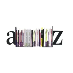 Bokstöd i metall, 2 st, BOOK ENDS A - Z, Svarta
