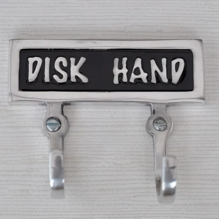 Dubbel handdukskrok med skylt, Disk och Hand