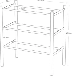 Expanderbar skohylla i trä och metall, 41-70cm, Yamazaki