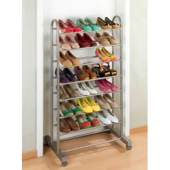 Expanderbar skohylla med hjul, 67-116cm