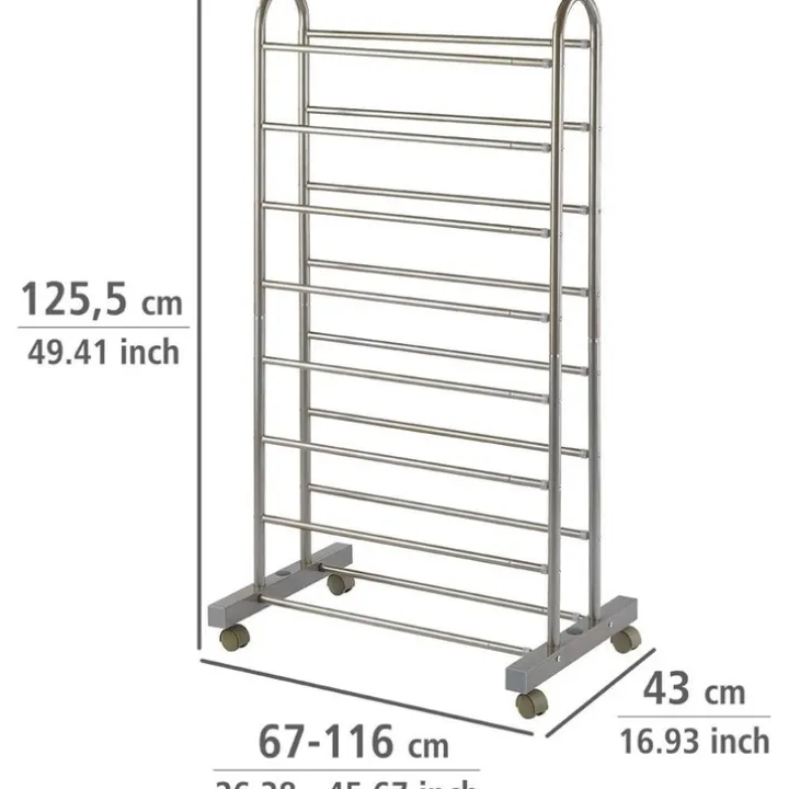 Expanderbar skohylla med hjul, 67-116cm