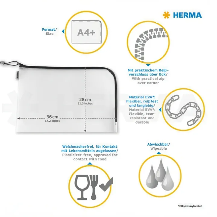Fodral med dragkedja A4, Herma