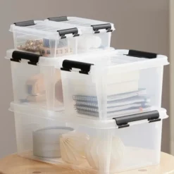 Förvaringsask med lock 0,3L, SmartStore, Klar/svart