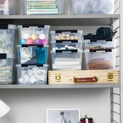 Förvaringsask med lock 1L, SmartStore, Klar/svart