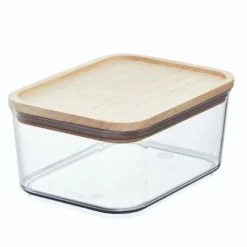 Förvaringsburk med trälock 0,8L, iDesign