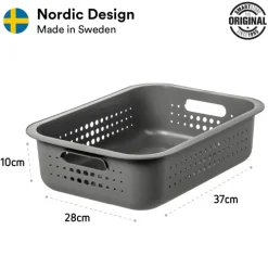 Förvaringskorg i återvunnen plast 6L, SmartStore, Grå