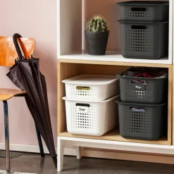 Förvaringskorg i återvunnen plast 6L, SmartStore, Grå