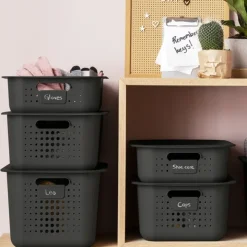Förvaringskorg i återvunnen plast 13L, SmartStore, Grå