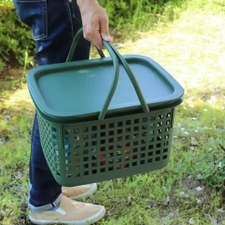 Förvaringskorg med lock 23L, Hachiman, Grön