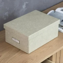 Förvaringslåda med etiketthållare, Karin canvas, Bigso