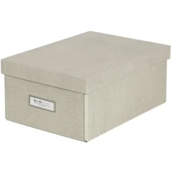 Förvaringslåda med etiketthållare, Karin canvas, Bigso
