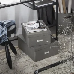 Förvaringslåda med etiketthållare, Katia canvas, Bigso