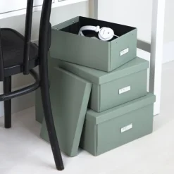 Förvaringslåda med etiketthållare, Katia canvas, Bigso, Grön