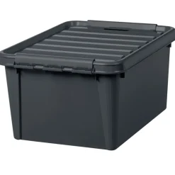 Förvaringslåda med lock i återvunnen plast 31L, SmartStore, Grå