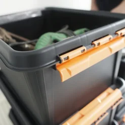 Förvaringslåda med lock 14L, SmartStore Pro, Svart/orange