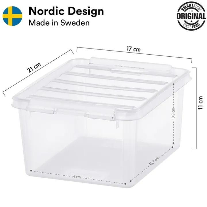 Förvaringslåda med lock 2L, SmartStore, Klar/svart