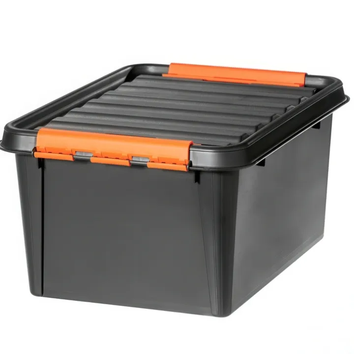 Förvaringslåda med lock 31L, SmartStore Pro, Svart/orange