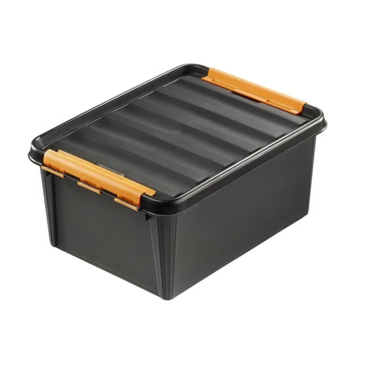 Förvaringslåda med lock 31L, SmartStore Pro, Svart/orange