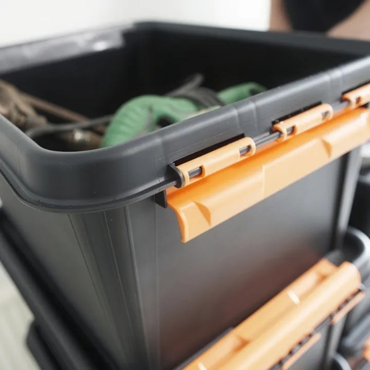 Förvaringslåda med lock 31L, SmartStore Pro, Svart/orange