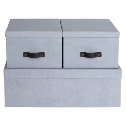 Förvaringslåda set om 3, Inge canvas, Bigso