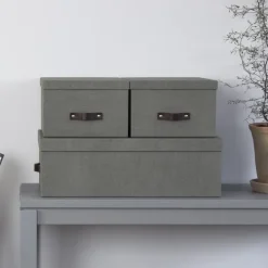 Förvaringslåda set om 3, Inge canvas, Bigso