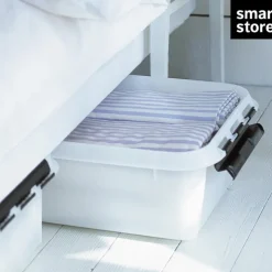 Förvaringslåda under sängen med hjul 30L, SmartStore, Klar/svart