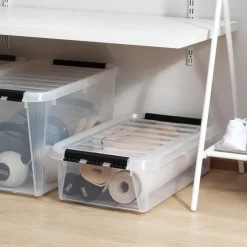 Förvaringslåda under sängen med hjul 30L, SmartStore, Klar/svart