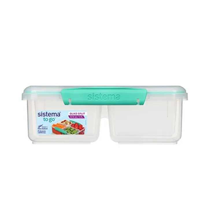 Fyrdelad matlåda 1,74L, Sistema, Mint