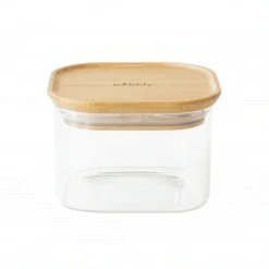 Glasburk med bambulock 0,5L 3-pack, Pebbly