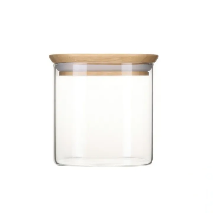 Glasburk med bambulock 0,8L 3-pack, Pebbly