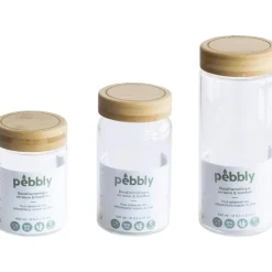 Glasburk med bambulock 0,65L, Pebbly