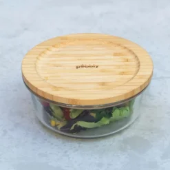 Glasskål med bambulock 0,62L, Pebbly