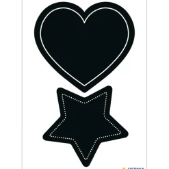 Griffel-Etiketter, HERMA LARGE HEART / STAR, 4 st, Svarta