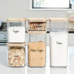 Hög förvaringsburk med trälock 3L, iDesign
