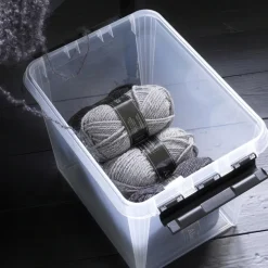 Hög förvaringslåda med lock 13L, SmartStore, Klar/svart