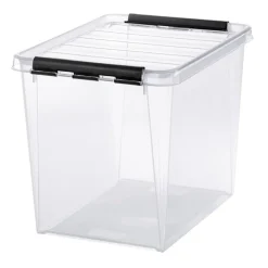 Hög förvaringslåda med lock 25L, SmartStore, Klar/svart