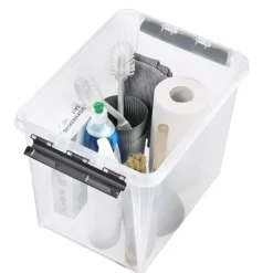Hög förvaringslåda med lock 25L, SmartStore, Klar/svart