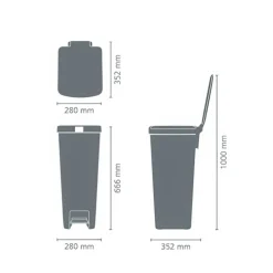 Hög pedalhink 40L, Brabantia, Ljusgrå