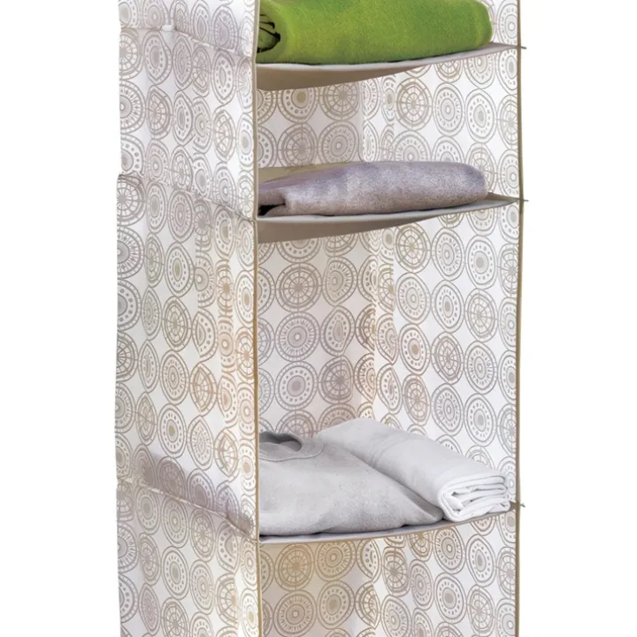 Hängande garderob 4 fack, Vit/beige