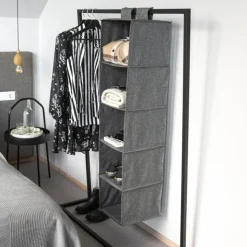 Hängande garderobsförvaring 5 hyllor, Grå