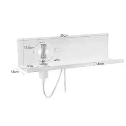 Hylla med lampsockel, dimmer och USB