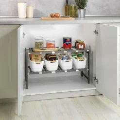 Justerbar förvaringshylla under diskbänk, 45-80cm