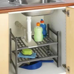 Justerbar förvaringshylla under diskbänk, 45-80cm