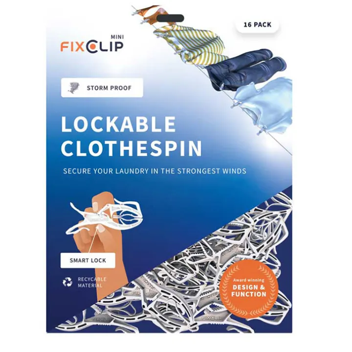 Klädnypa Fixclip mini, 16-pack