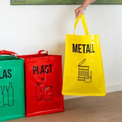 Källsortering glas, papper, metall & plast