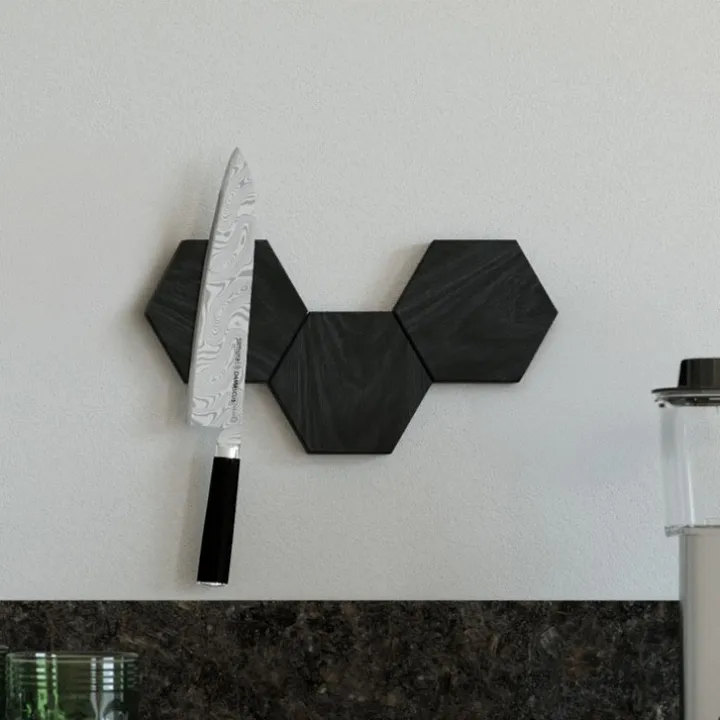 Knivmagnet i trä HEXA