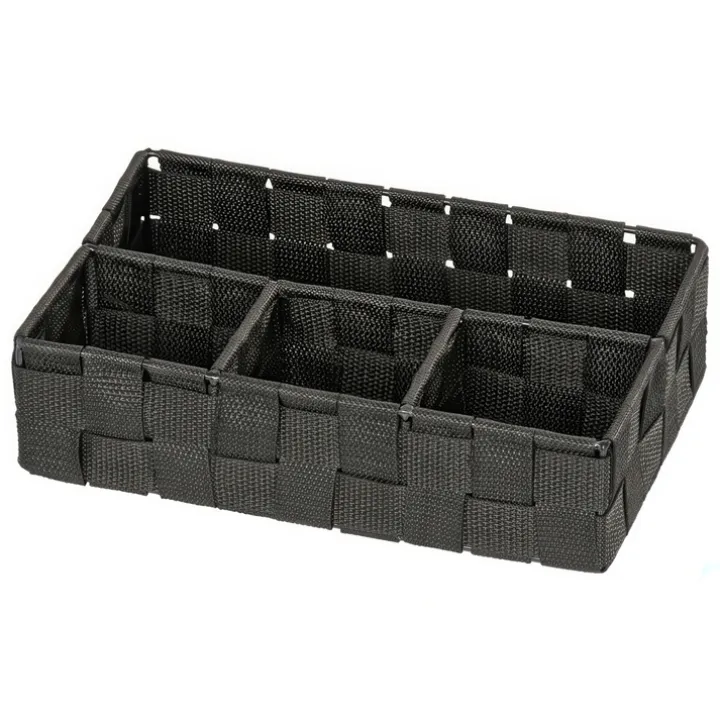 Korg med 4 fack, ADRIA, Liten, 17 x 26 x H6,5 cm, svart