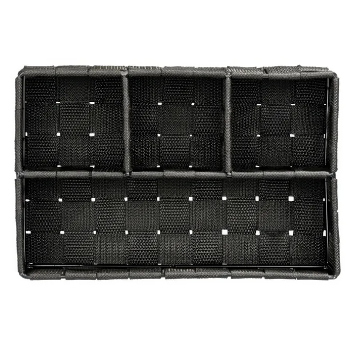 Korg med 4 fack, ADRIA, Liten, 17 x 26 x H6,5 cm, svart