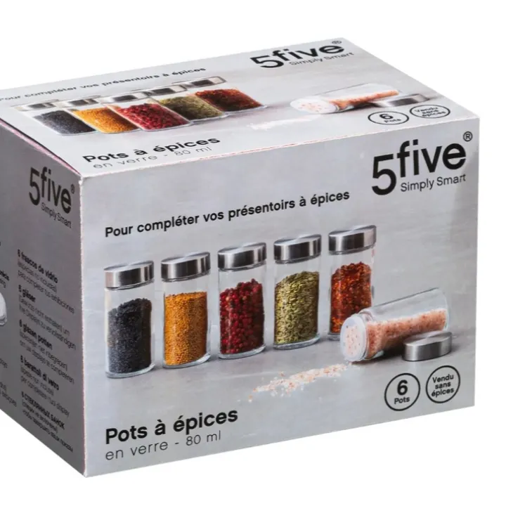 Kryddburkar i glas 6-pack, 5five