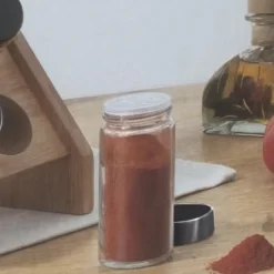 Kryddställ i bambu med 6 glasburkar, BAMBOO SPICE RACK, Natur